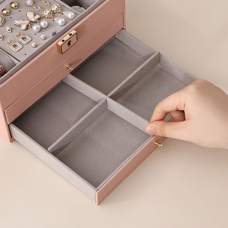Boîte à bijoux 3 niveaux avec serrure et velours — Organisation et protection des bijoux