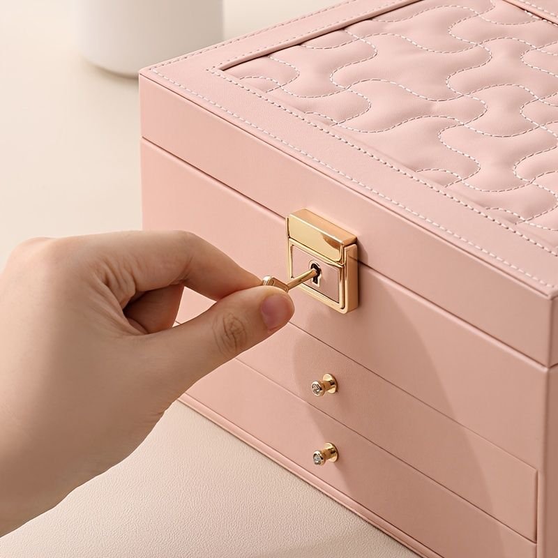 Boîte à bijoux 3 niveaux avec serrure et velours — Organisation et protection des bijoux