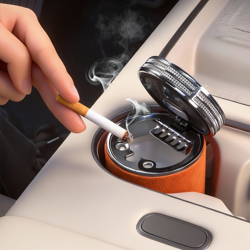 Cendrier voiture luxe céramique LED et design horloge