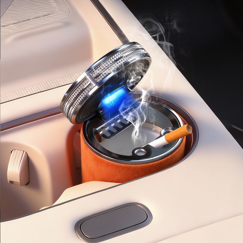 Cendrier voiture luxe céramique LED et design horloge