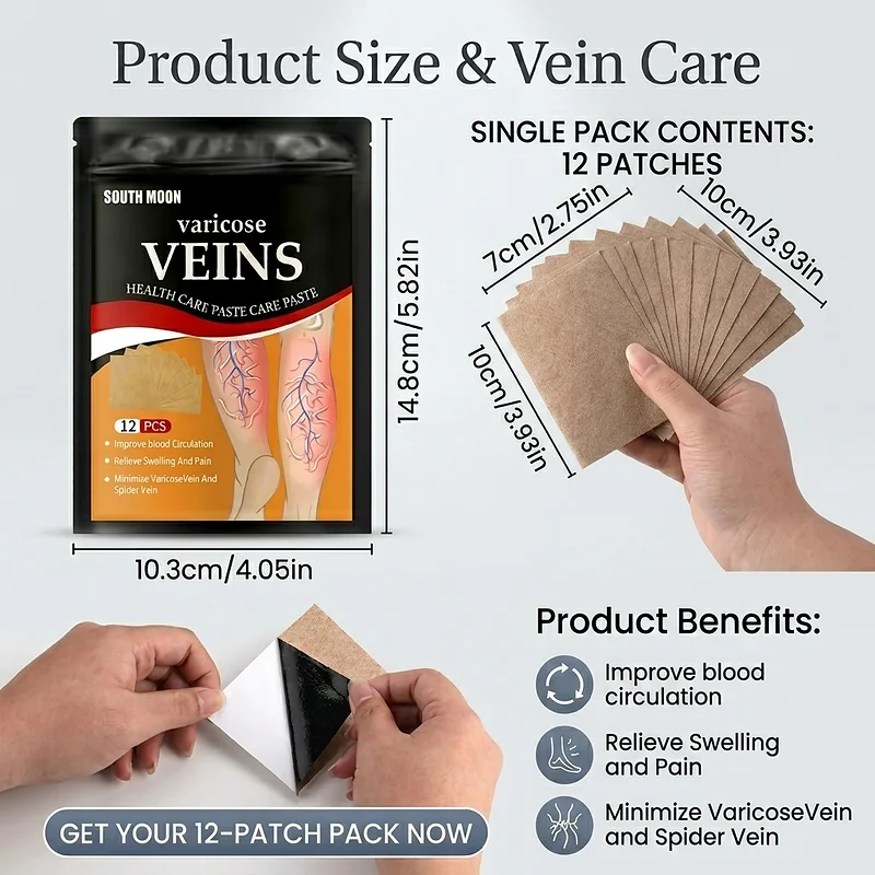 Patchs Anti-Varices Herbes Naturelles 12 Pièces — Soulagement Circulation