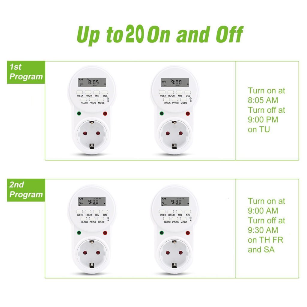 Minuteur programmable numérique LCD 16A 3680W — gestion automatique des appareils
