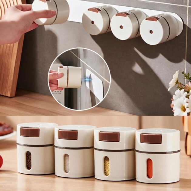 Boîtes à épices magnétiques avec couvercle transparent — Organisation verticale parfaite pour cuisine Algérie