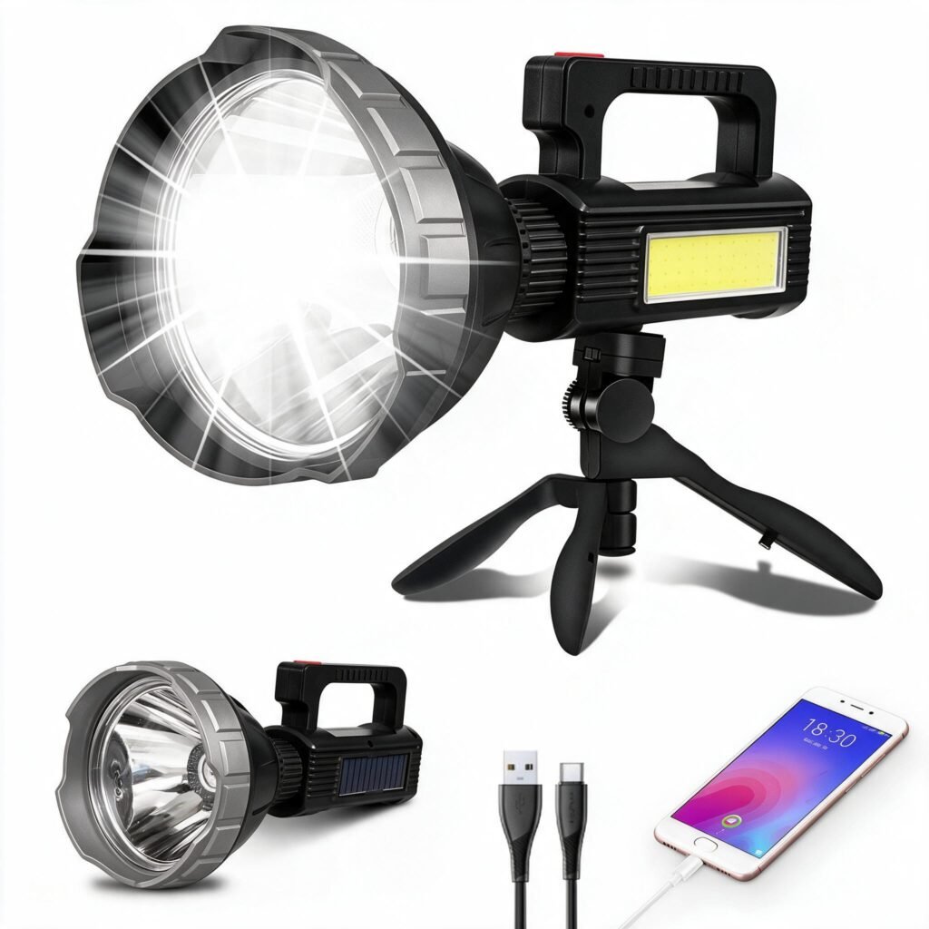 Projecteur LED rechargeable multifonction MM-7788 solaire et powerbank