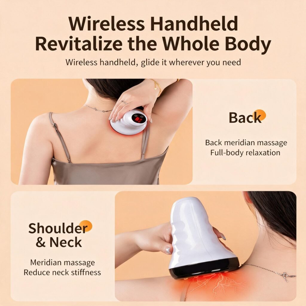 Appareil de massage et ventouse électrique anti-cellulite 2-en-1 avec lumière rouge