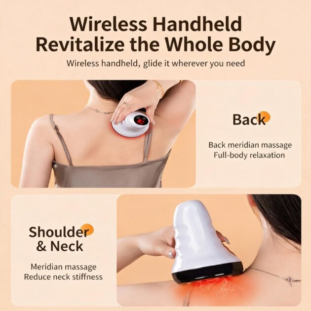 Appareil de massage et ventouse électrique anti-cellulite 2-en-1 avec lumière rouge