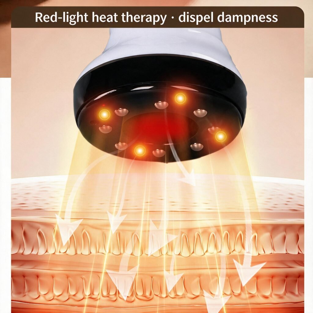 Appareil de massage et ventouse électrique anti-cellulite 2-en-1 avec lumière rouge