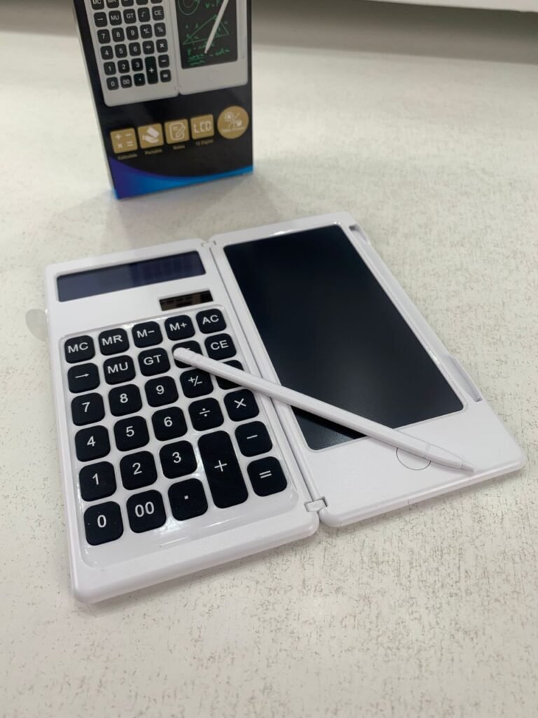 Calculatrice Pliable Numérique avec Tablette d'Écriture LCD 6 Pouces – Calculatrice & Bloc-Notes 2 en 1