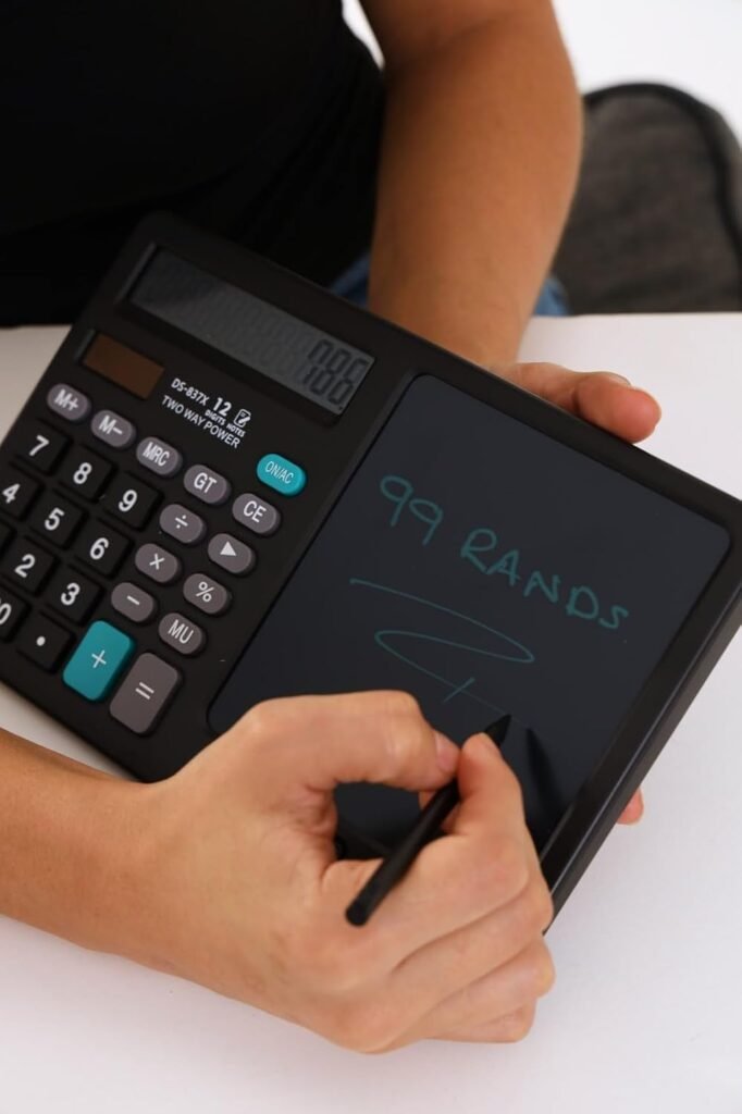 Calculatrice 12 Chiffres avec Tablette d'Écriture LCD 2 en 1 – Bloc-Notes Numérique Portable