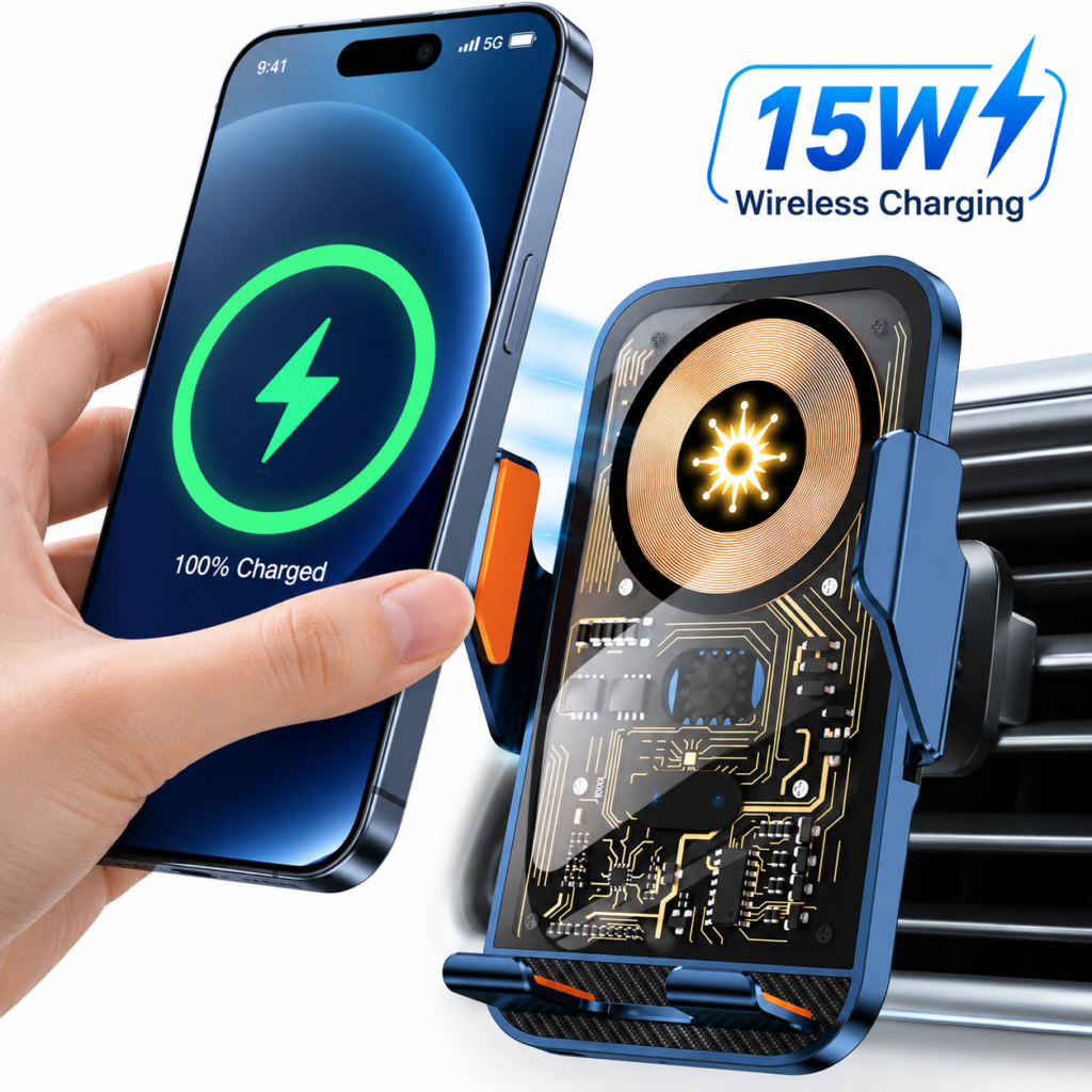 Support Téléphone Voiture Chargeur Sans Fil 15W C10