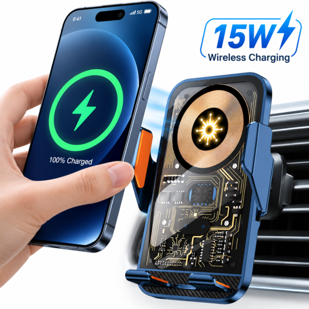 Support Téléphone Voiture Chargeur Sans Fil 15W C10