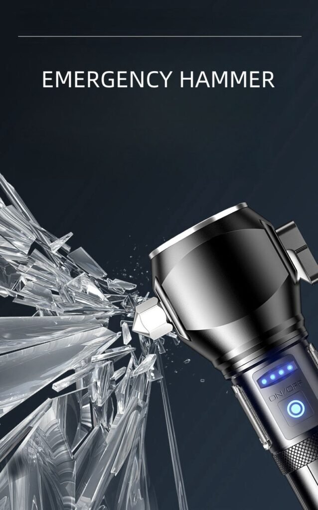 Lampe Torche Tactique LED 1200 Lumens - Portée 450m - Éclairage Latéral - Camping, Pêche, Urgence