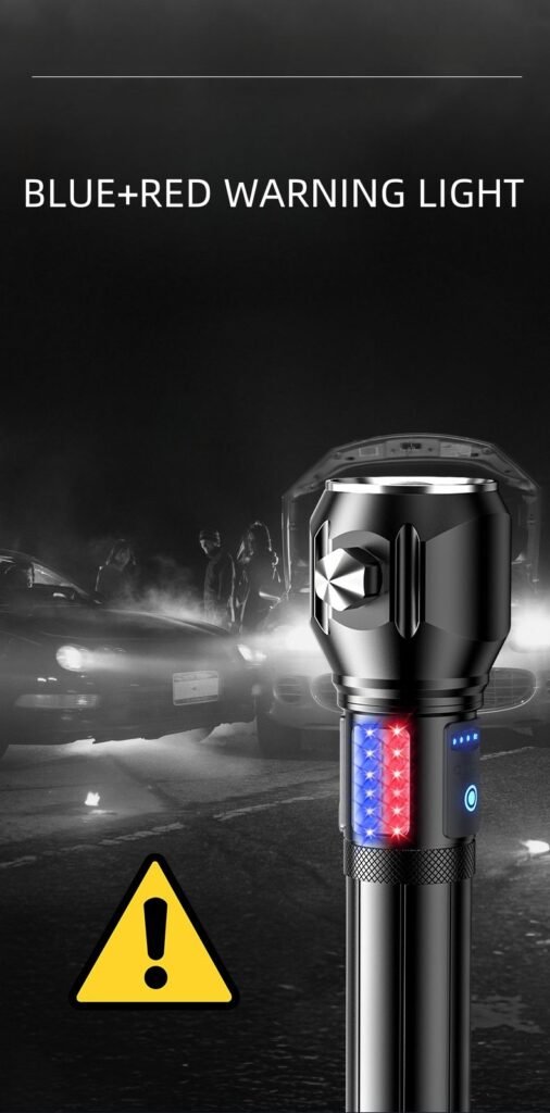 Lampe Torche Tactique LED 1200 Lumens - Portée 450m - Éclairage Latéral - Camping, Pêche, Urgence