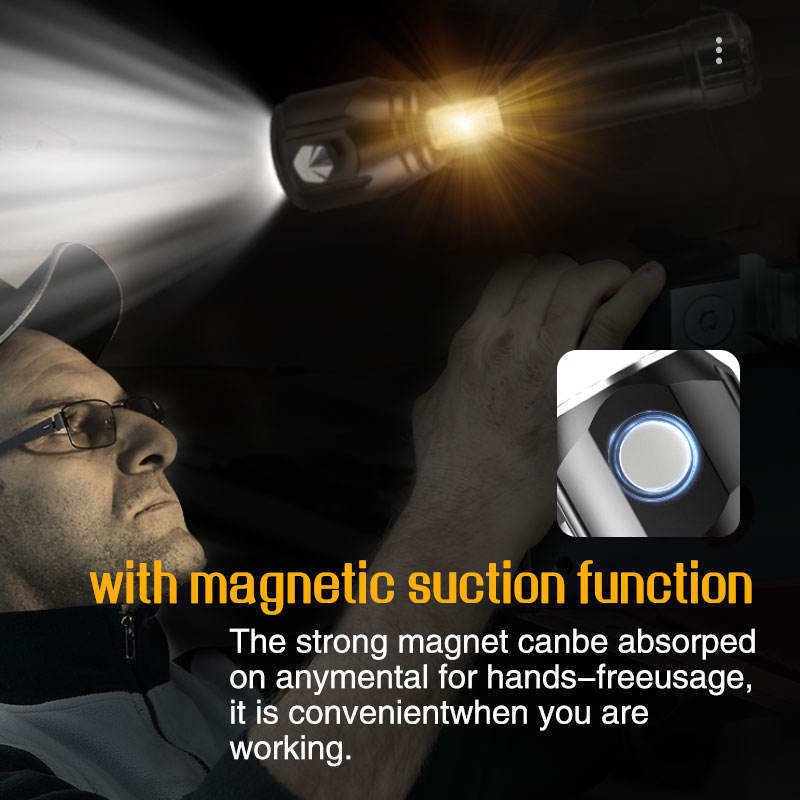 Lampe Torche Tactique LED 1200 Lumens - Portée 450m - Éclairage Latéral - Camping, Pêche, Urgence