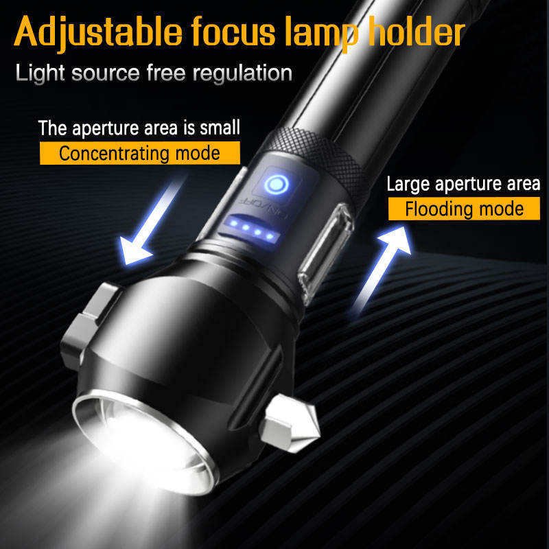 Lampe Torche Tactique LED 1200 Lumens - Portée 450m - Éclairage Latéral - Camping, Pêche, Urgence