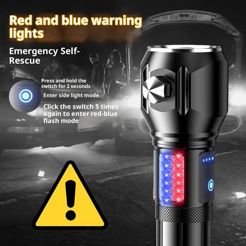 Lampe Torche Tactique LED 1200 Lumens - Portée 450m - Éclairage Latéral - Camping, Pêche, Urgence
