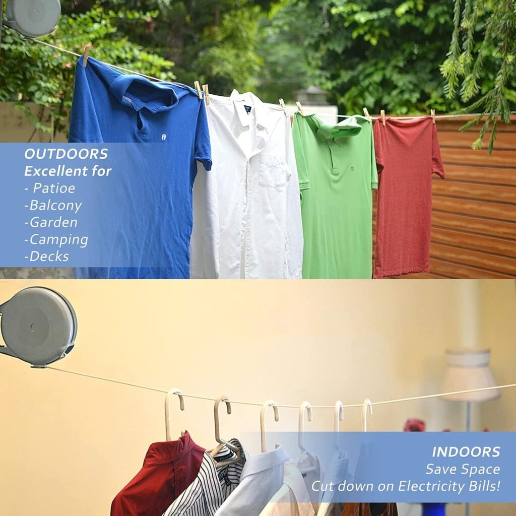 Corde à linge rétractable 15 m — séchage facile et gain de place