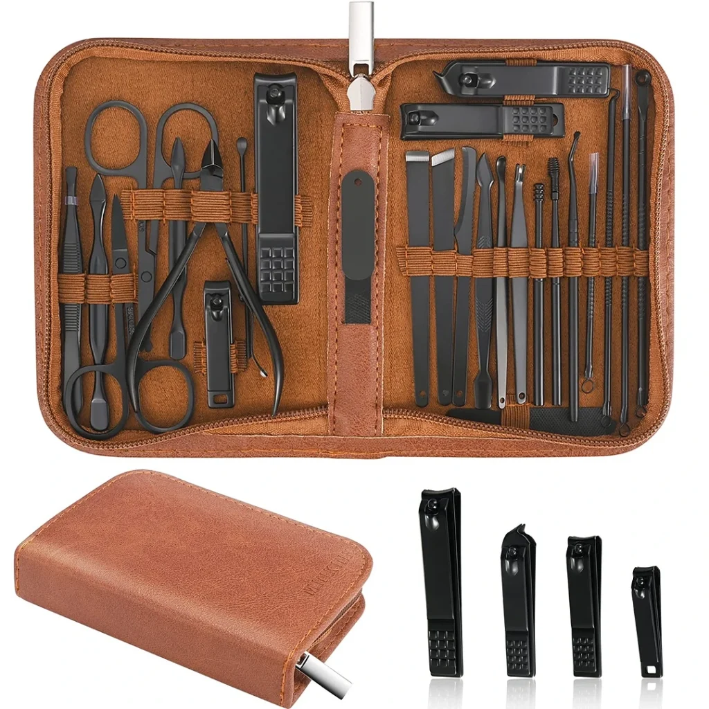 Kit manucure 26 pièces en acier inoxydable — Soin complet des mains et pieds