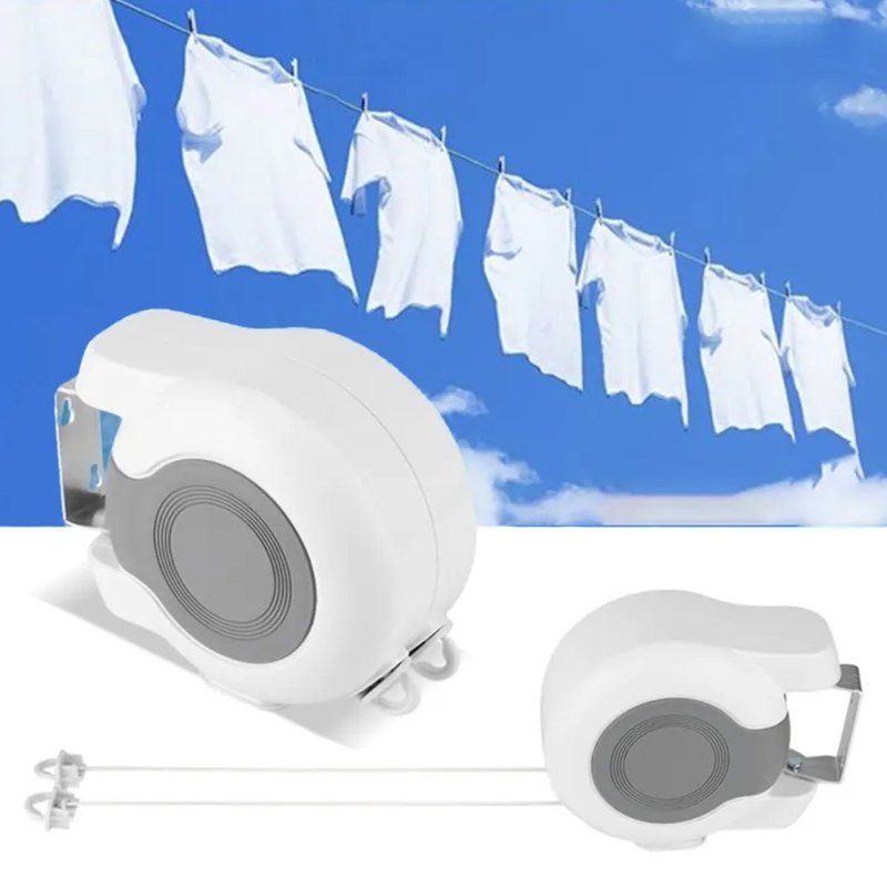 Double Corde à Linge Rétractable Automatique 30 m (15 m × 2) – Séchage Pratique & Gain d'Espace