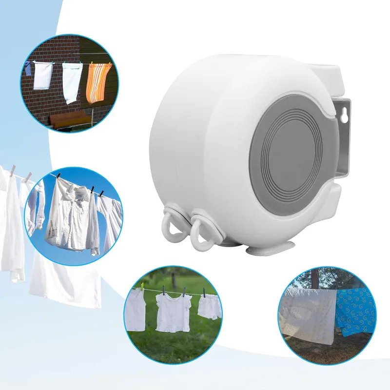 Double Corde à Linge Rétractable Automatique 30 m (15 m × 2) – Séchage Pratique & Gain d'Espace