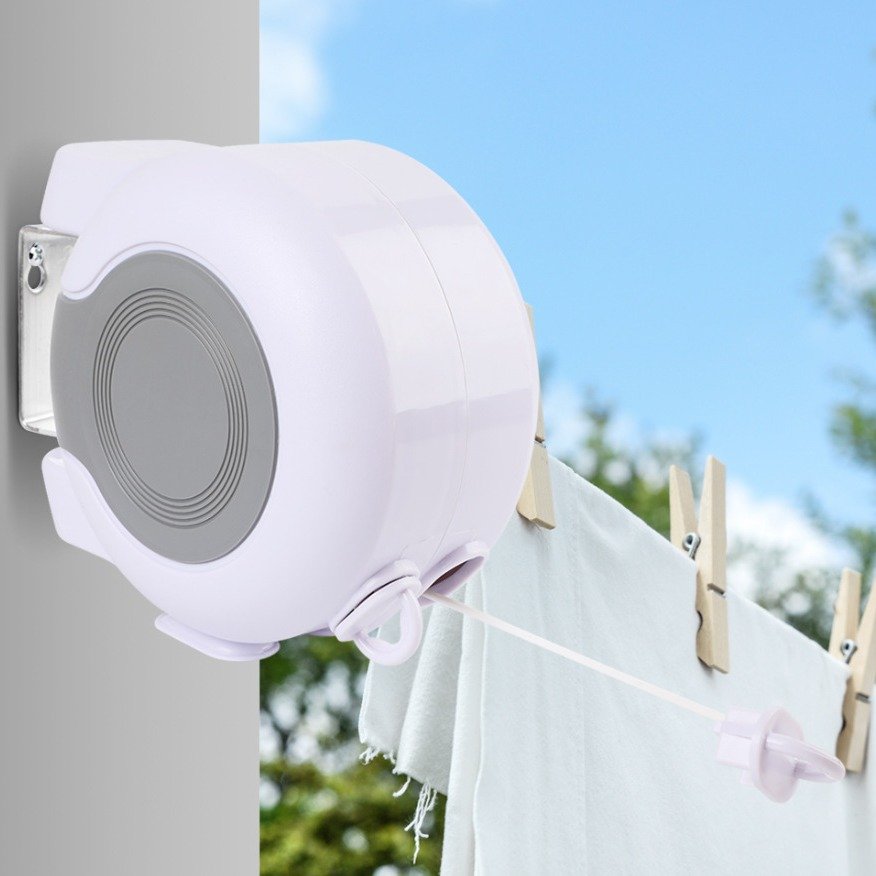 Double Corde à Linge Rétractable Automatique 30 m (15 m × 2) – Séchage Pratique & Gain d'Espace