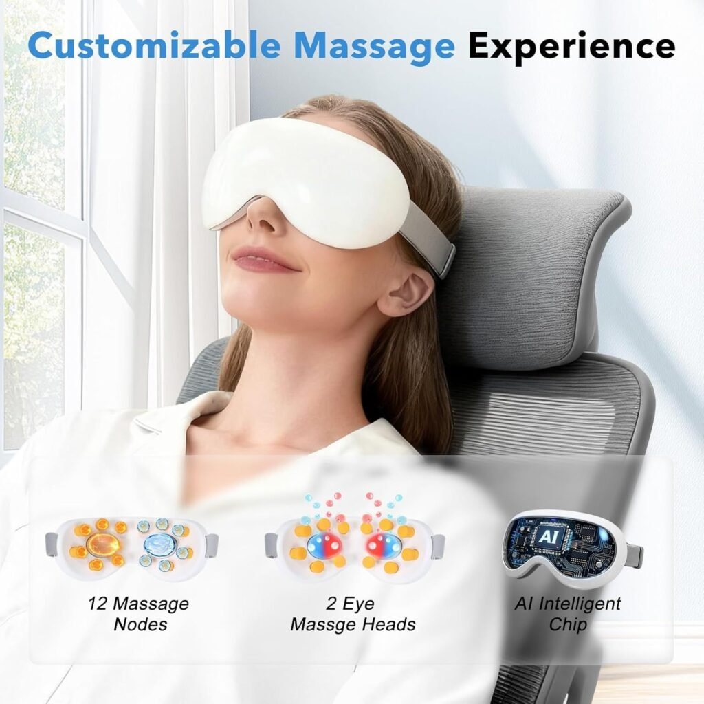 Masseur oculaire intelligent 12 nœuds avec chaleur et froid — Soulagement des yeux fatigués