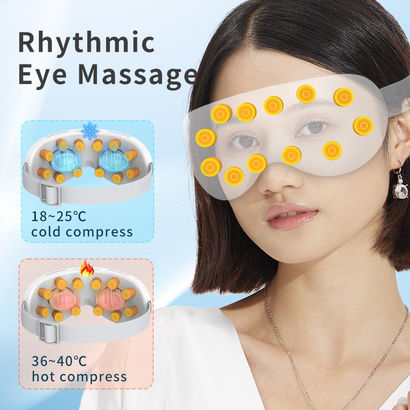 Masseur oculaire intelligent 12 nœuds avec chaleur et froid — Soulagement des yeux fatigués