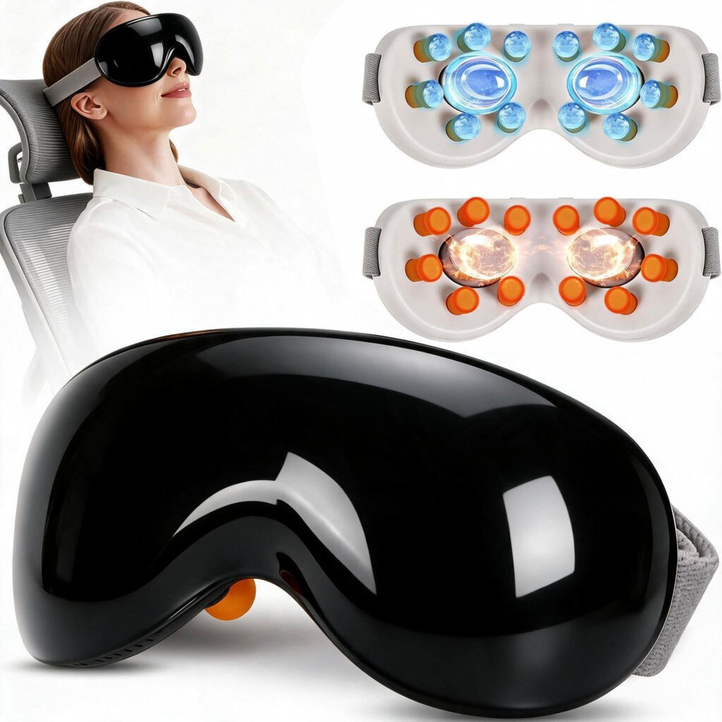 Masseur oculaire intelligent 12 nœuds avec chaleur et froid — Soulagement des yeux fatigués