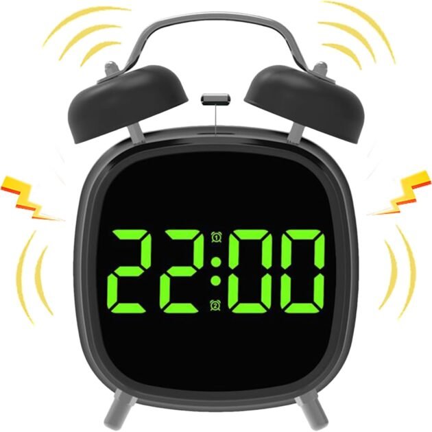 Réveil Numérique et Horloge Digitale avec Minuterie, Contrôle Vocal et Port USB