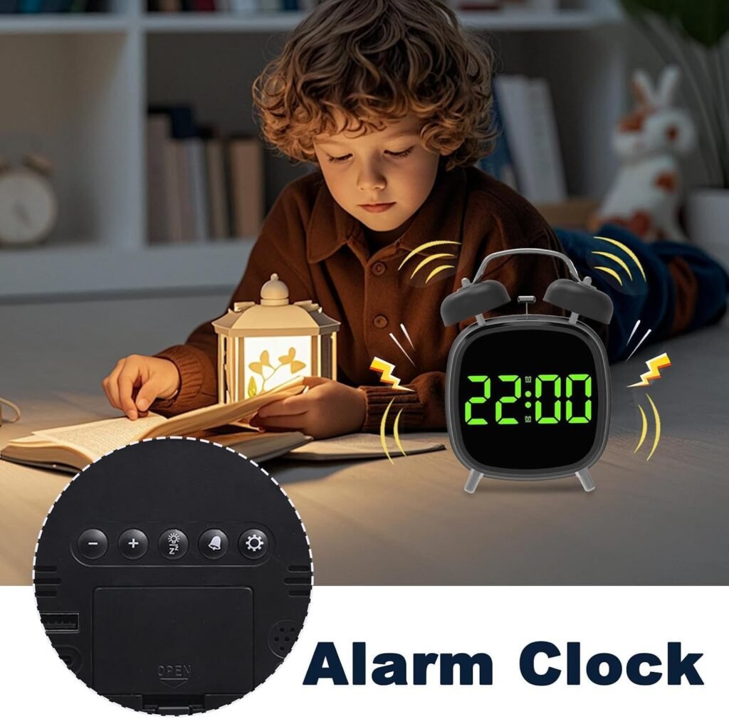 Réveil Numérique et Horloge Digitale avec Minuterie, Contrôle Vocal et Port USB