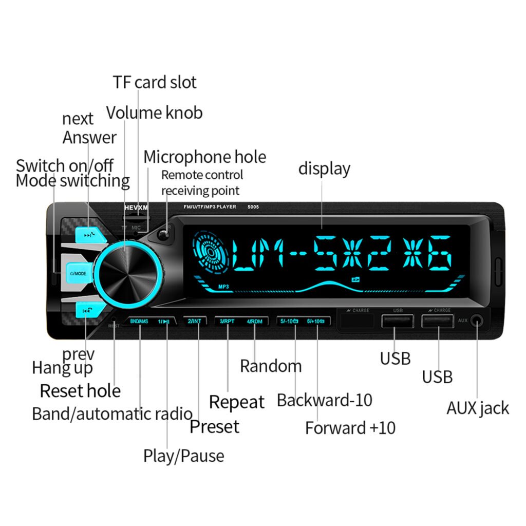 Autoradio Bluetooth 1DIN Pioneer 9900 – 7 Couleurs LED & Charge Rapide 2.1A
