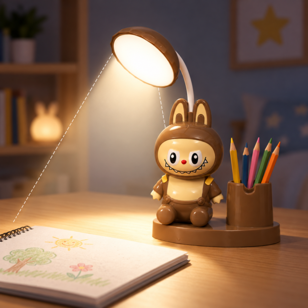 Lampe LED Bureau Enfant Flexible USB avec Porte-Crayon