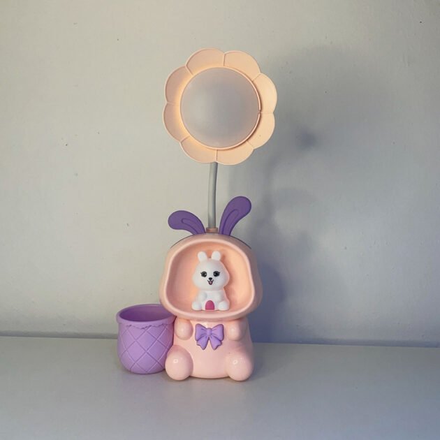 Lampe de Bureau LED Enfant Mignonne avec Porte-Stylo et Taille-Crayon