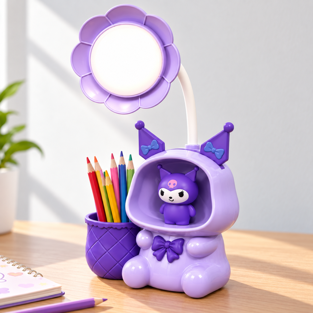Lampe de Bureau LED Enfant Mignonne avec Porte-Stylo et Taille-Crayon