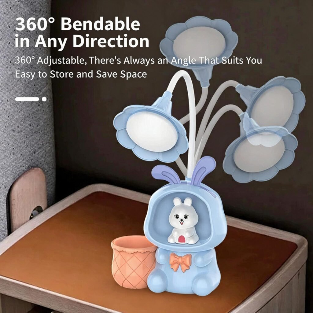 Lampe de Bureau LED Enfant Mignonne avec Porte-Stylo et Taille-Crayon