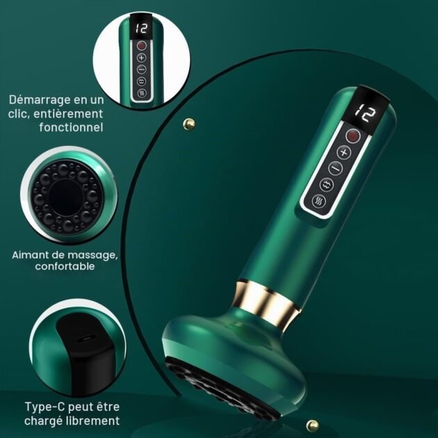 Massage Gua Sha Électrique Rechargeable USB Chauffant Anti-Cellulite