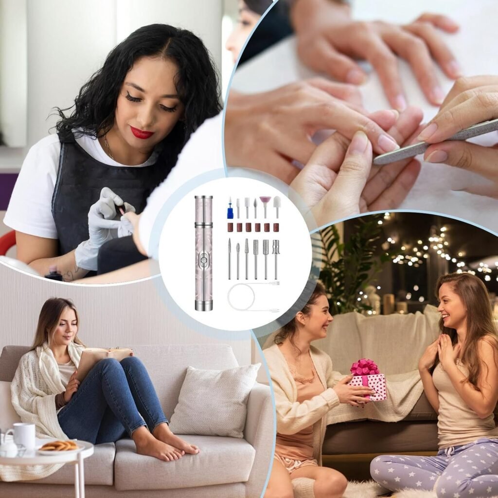 Ponceuse à Ongles Électrique Sans Fil Rechargeable – Manucure & Pédicure 4 Vitesses avec 12 Embouts