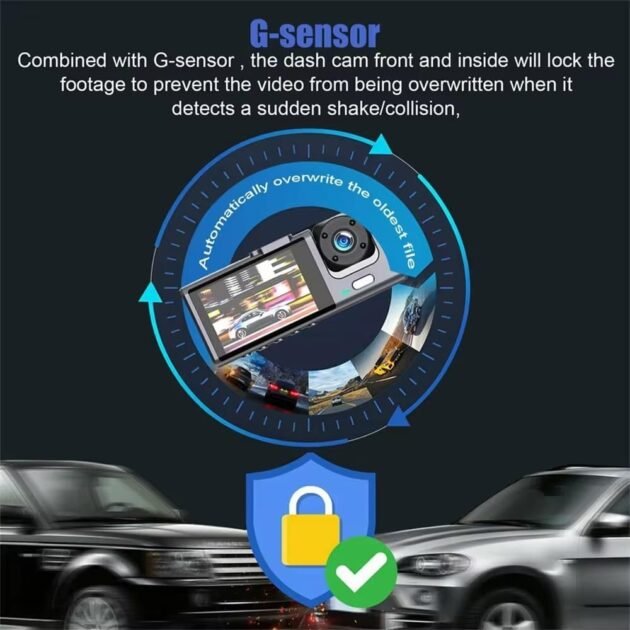 Caméra de voiture 3 canaux 1080P Full HD pour aide au stationnement