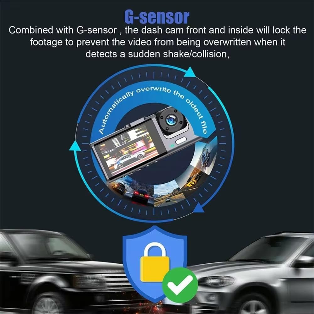 Caméra de voiture 3 canaux 1080P Full HD pour aide au stationnement