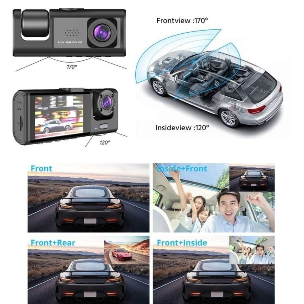 Caméra de voiture 3 canaux 1080P Full HD pour aide au stationnement