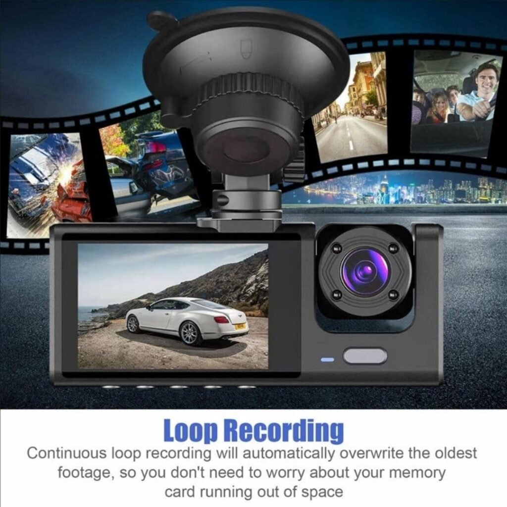 Caméra de voiture 3 canaux 1080P Full HD pour aide au stationnement
