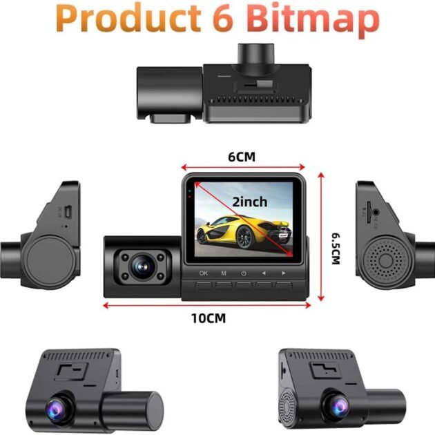 Dashcam 3 Canaux 1080P Full HD Vision Nocturne - Sécurité Auto Algérie