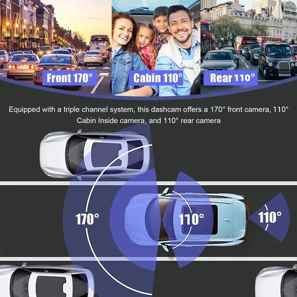 Dashcam 3 Canaux 1080P Full HD Vision Nocturne - Sécurité Auto Algérie