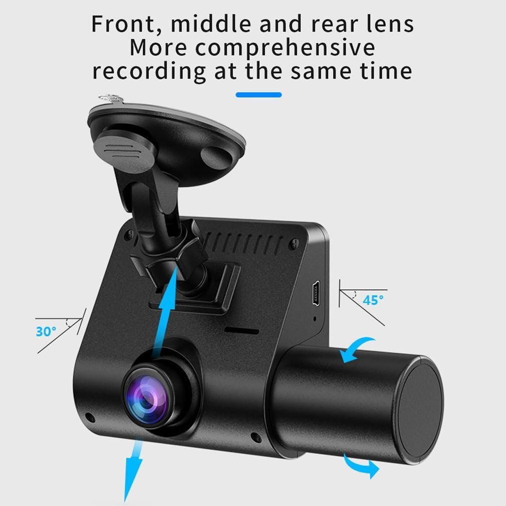 Dashcam 3 Canaux 1080P Full HD Vision Nocturne - Sécurité Auto Algérie