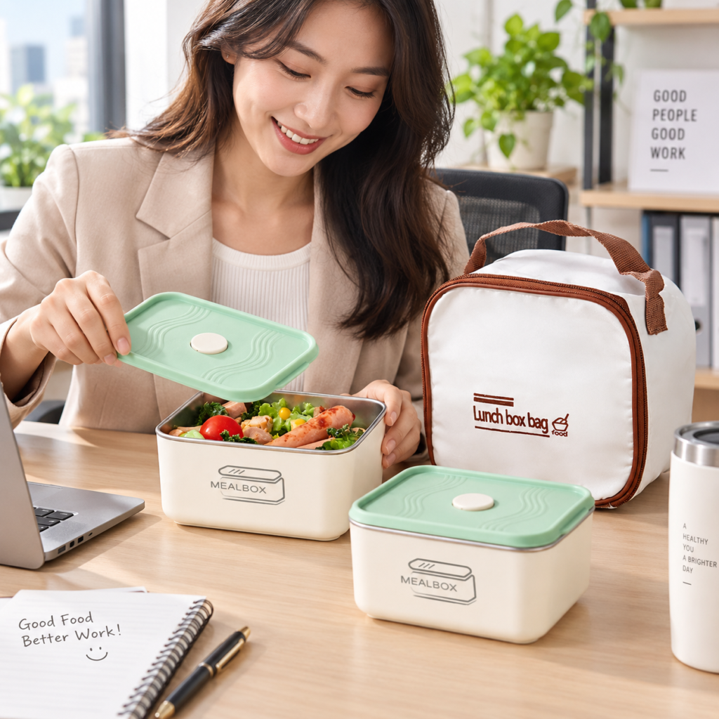 Ensemble de 2 boîtes à lunch en inox avec sac isotherme – Gardez vos repas frais