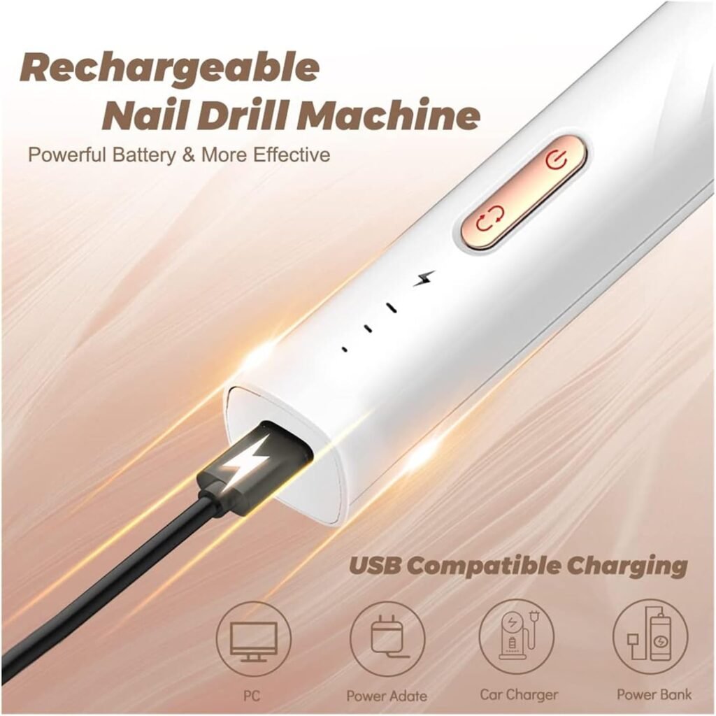 Ponceuse à Ongles Électrique USB 3 Vitesses 15000 RPM