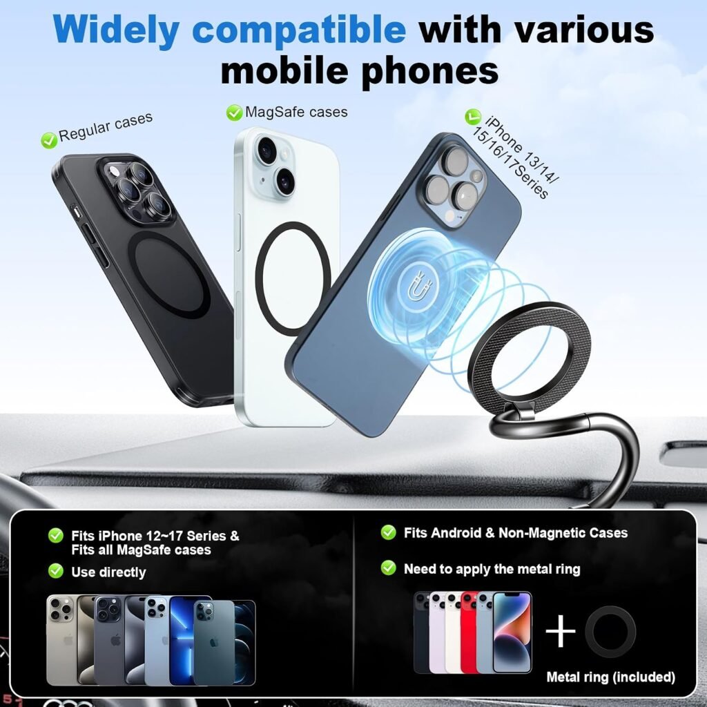 Support Téléphone Voiture Magnétique Ventouse Rotation 4 Axes