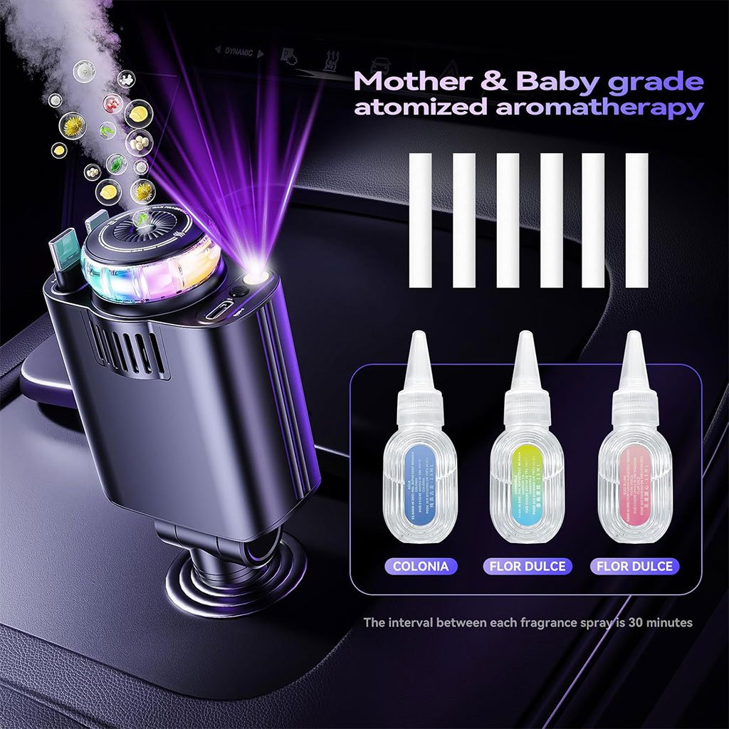 Chargeur voiture rétractable 5 en 1 Starlight D1 avec aromathérapie