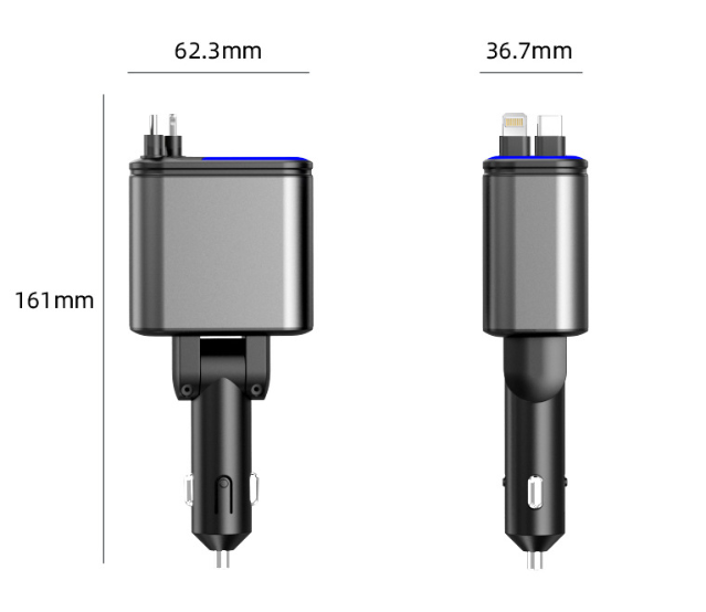 Chargeur Voiture 120W 4-en-1 Rétractable - Recharge Multiple