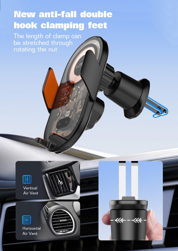 Support Téléphone Voiture Chargeur Sans Fil 15W LDNIO MA30